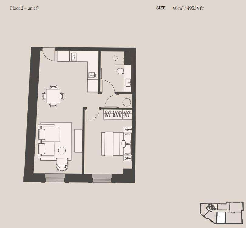 1 bedroom flat for sale - floorplan