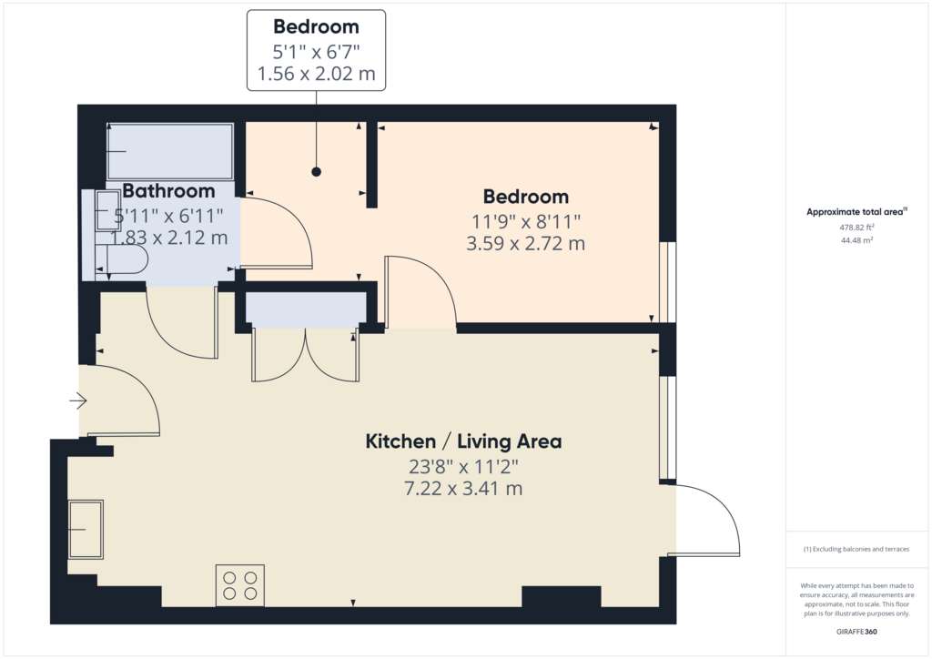 1 bedroom flat to rent - floorplan