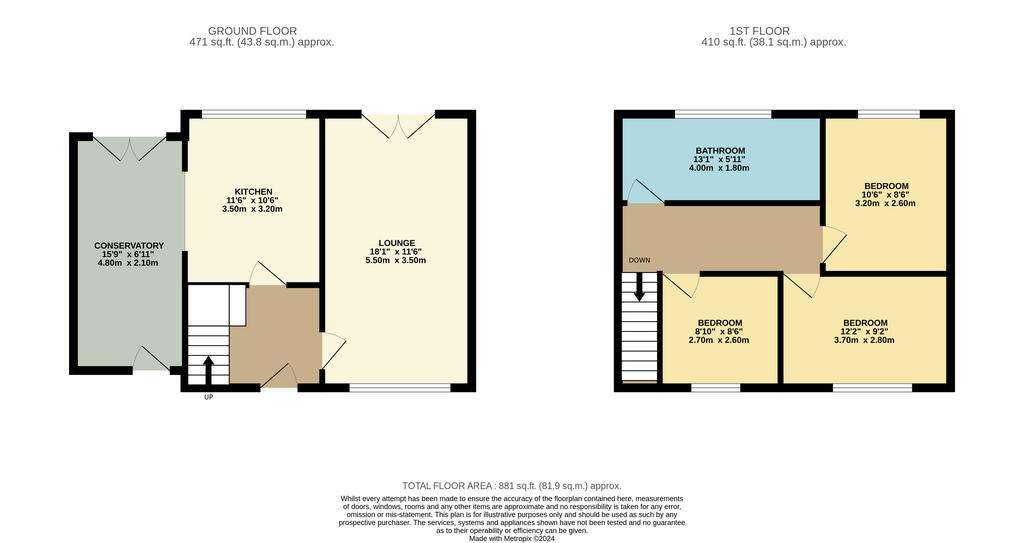 3 bedroom end of terrace house for sale - floorplan