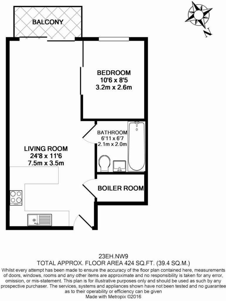 Studio flat to rent - floorplan