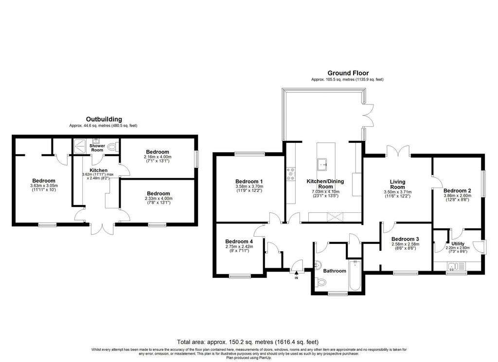 4 bedroom detached bungalow for sale - floorplan