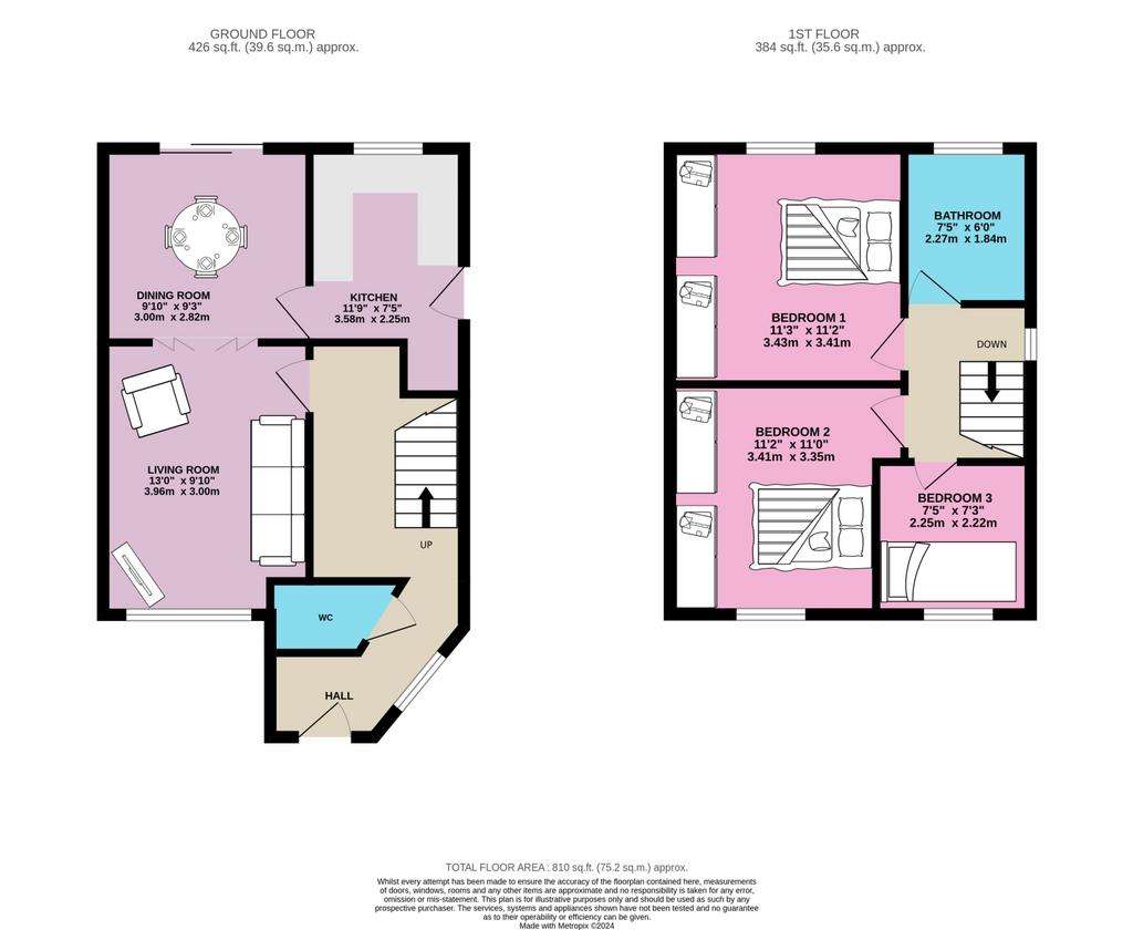 3 bedroom semi-detached house for sale - floorplan