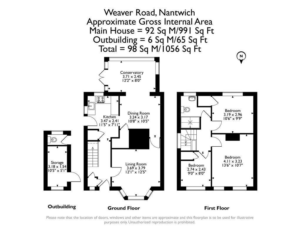 3 bedroom end of terrace house for sale - floorplan