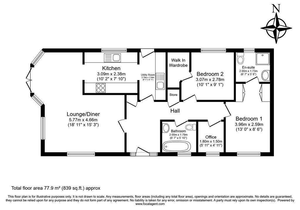 2 bedroom park home for sale - floorplan