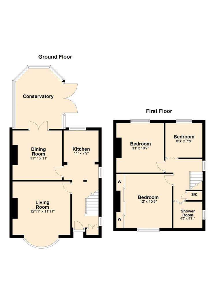 3 bedroom semi-detached house for sale - floorplan