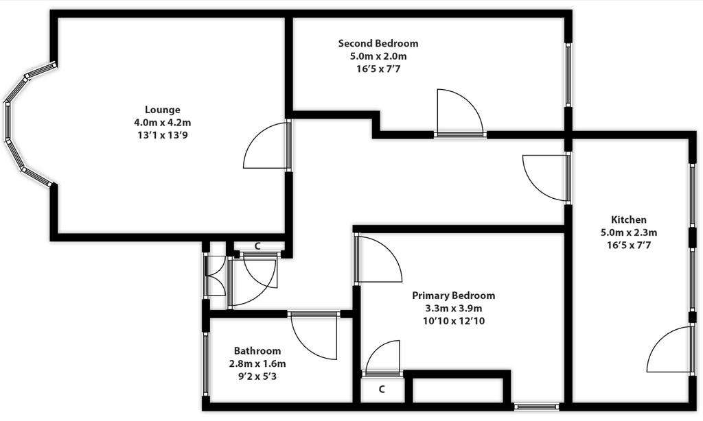 2 bedroom semi-detached bungalow for sale - floorplan