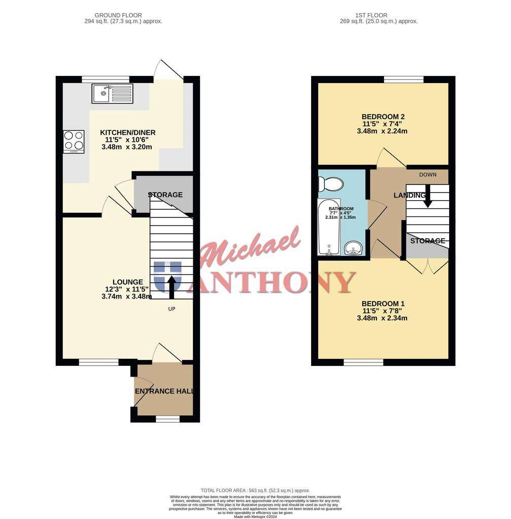 2 bedroom terraced house for sale - floorplan