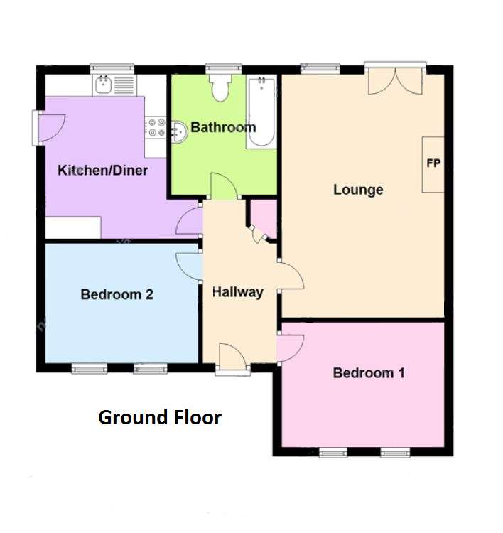 2 bedroom detached bungalow for sale - floorplan