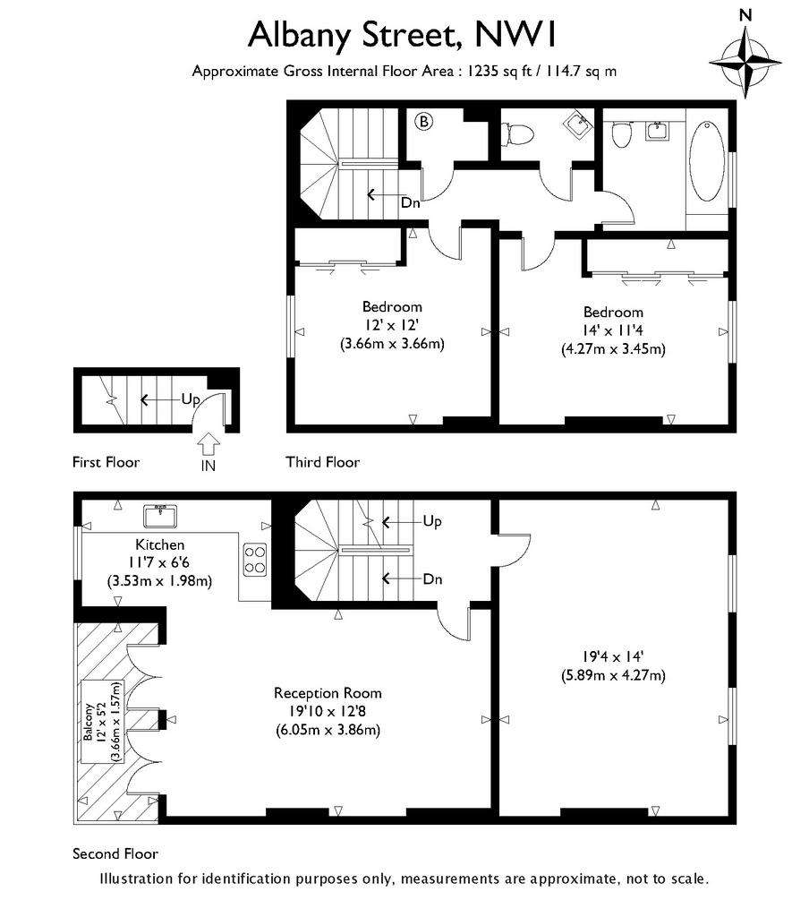 3 bedroom flat to rent - floorplan