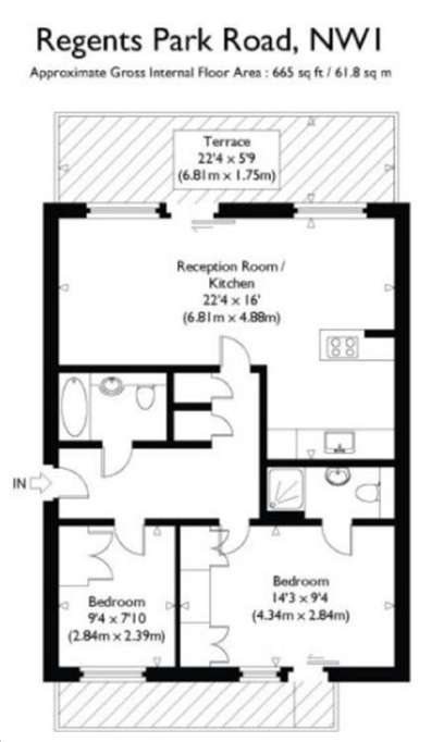 2 bedroom flat to rent - floorplan