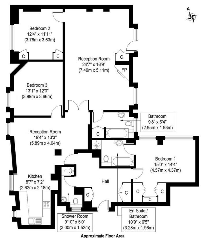 3 bedroom flat for sale - floorplan