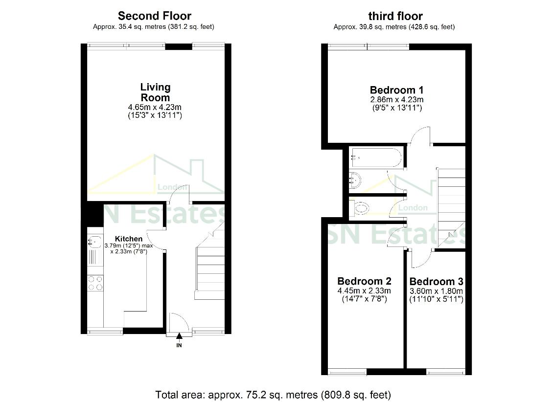 3 bedroom flat for sale - floorplan