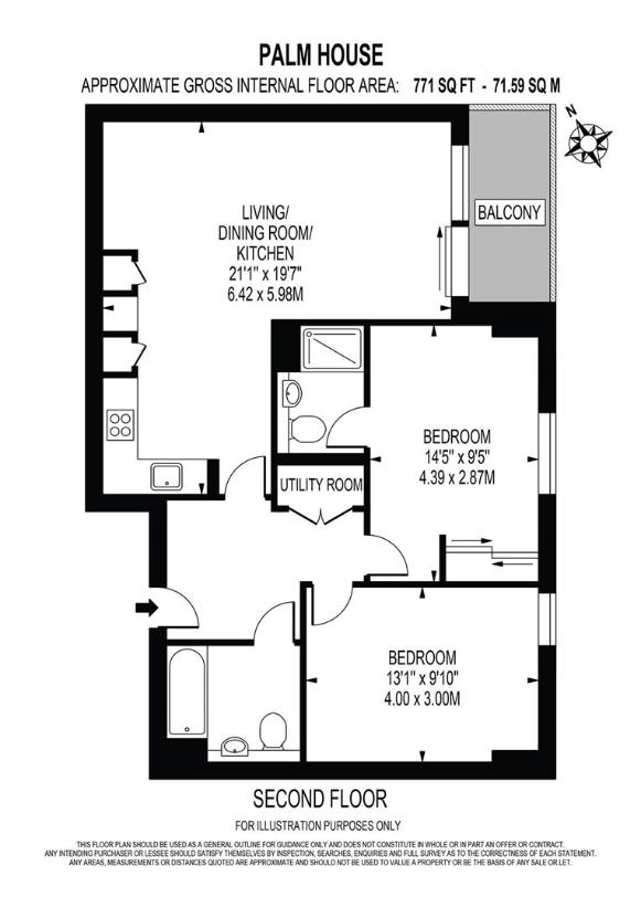 2 bedroom flat for sale - floorplan