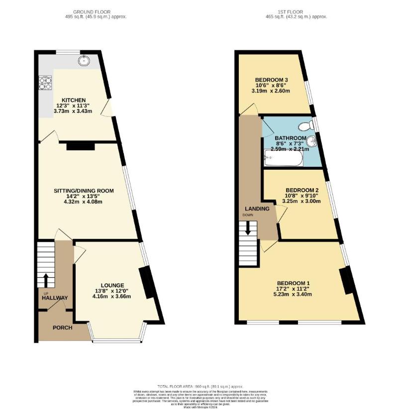 3 bedroom end of terrace house for sale - floorplan