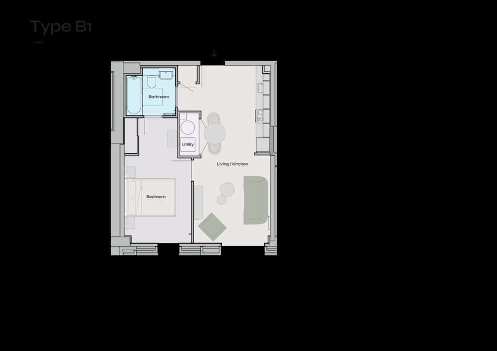 1 bedroom flat to rent - floorplan