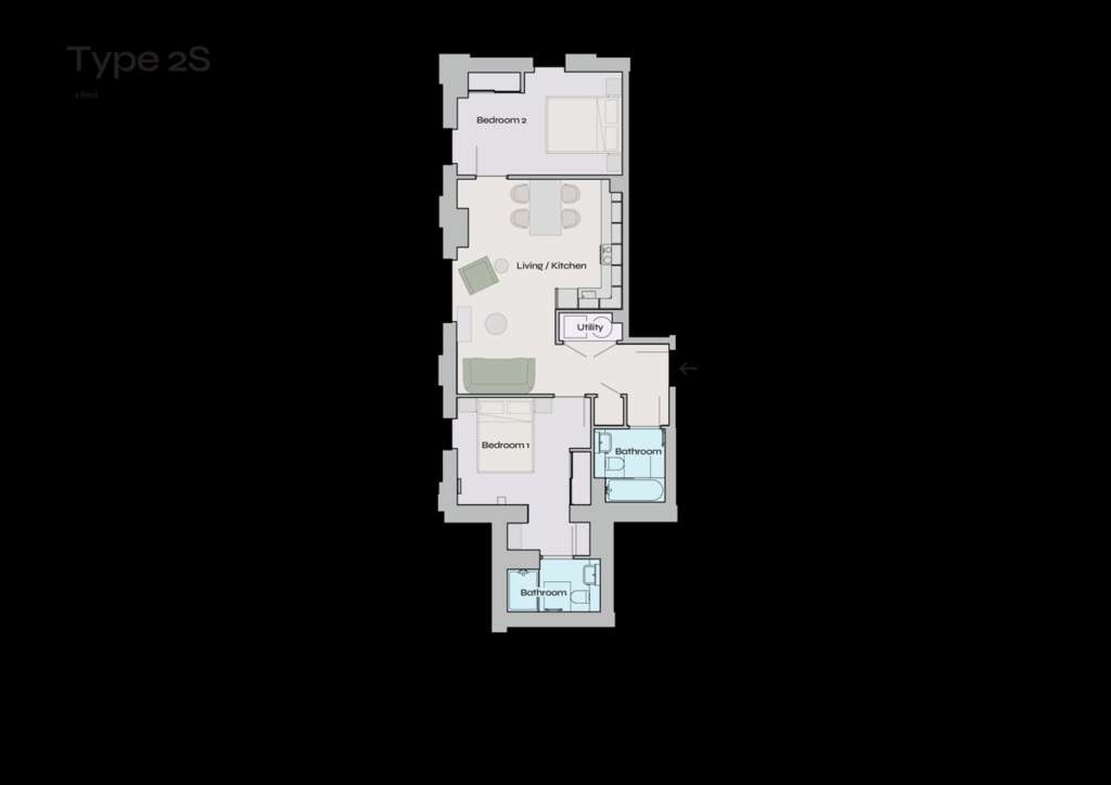 2 bedroom flat to rent - floorplan