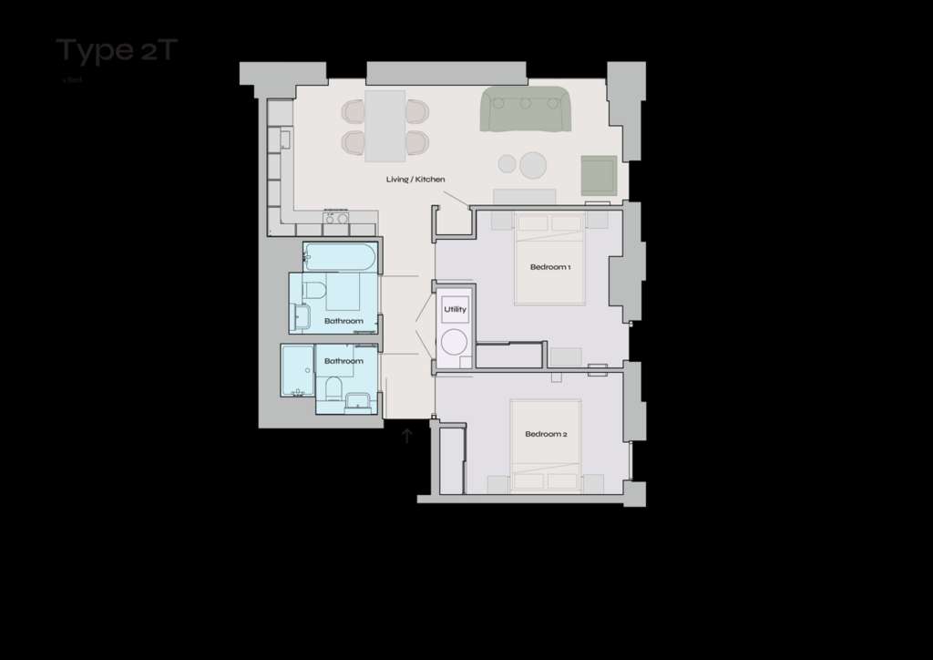 2 bedroom flat to rent - floorplan