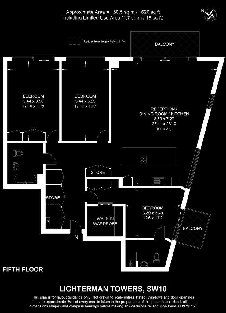 3 bedroom flat to rent - floorplan