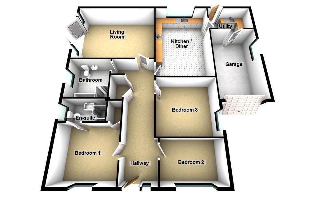 3 bedroom detached bungalow for sale - floorplan