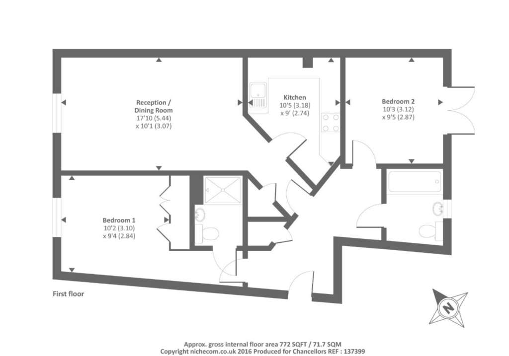 2 bedroom flat for sale - floorplan