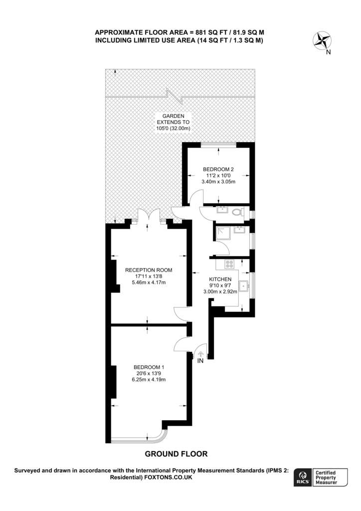 2 bedroom flat to rent - floorplan