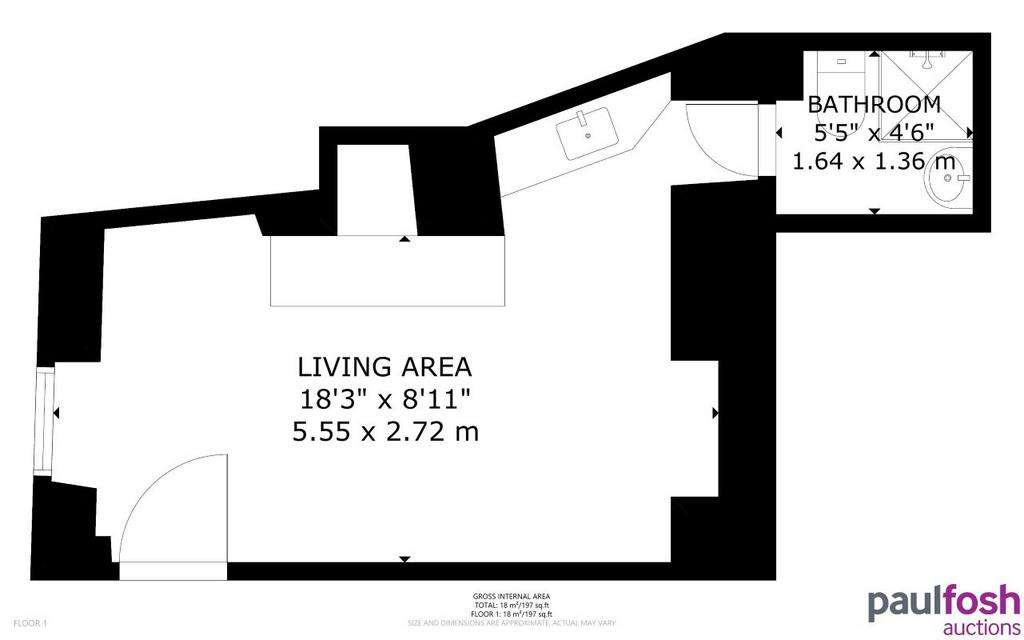 Studio flat for sale - floorplan