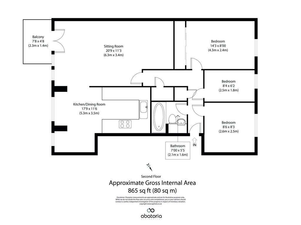 2 bedroom flat to rent - floorplan