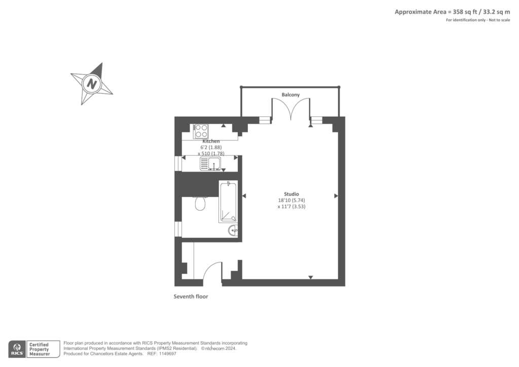 Studio flat for sale - floorplan