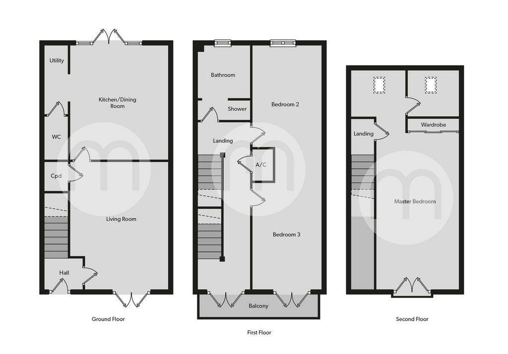 3 bedroom town house for sale - floorplan