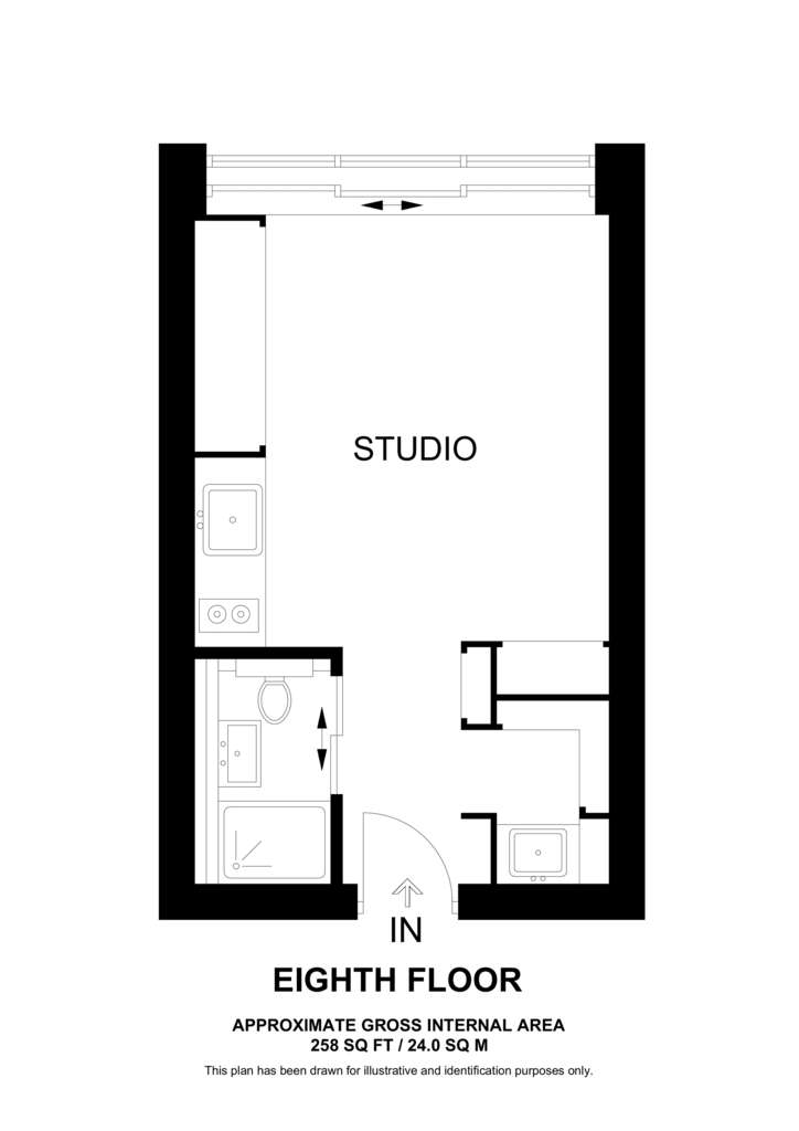 Studio flat to rent - floorplan