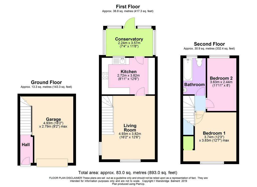 2 bedroom end of terrace house for sale - floorplan