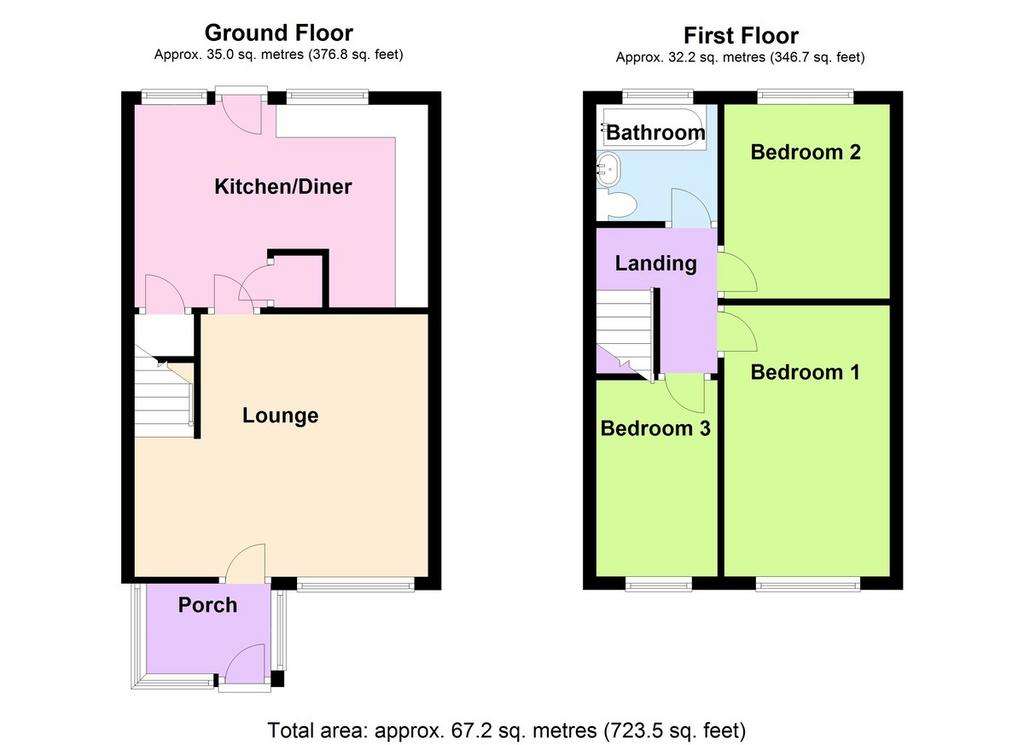 3 bedroom end of terrace house for sale - floorplan