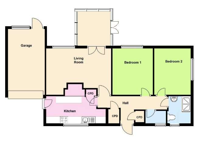 2 bedroom detached bungalow for sale - floorplan