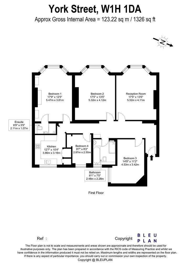 3 bedroom flat to rent - floorplan