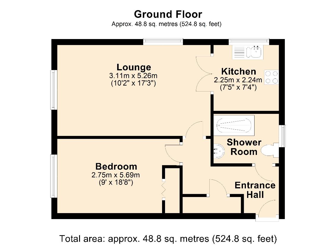 1 bedroom flat for sale - floorplan