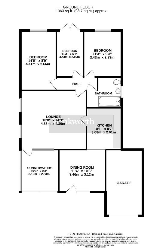 3 bedroom bungalow for sale - floorplan