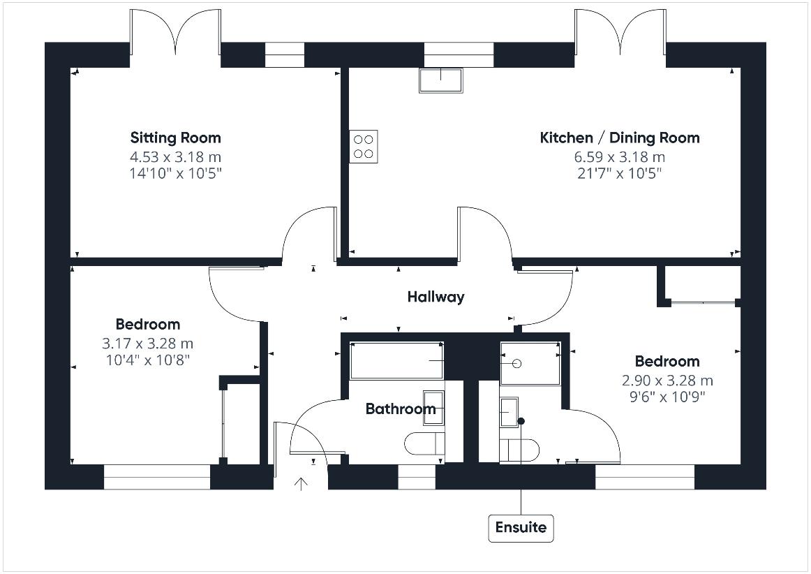 2 bedroom bungalow for sale - floorplan