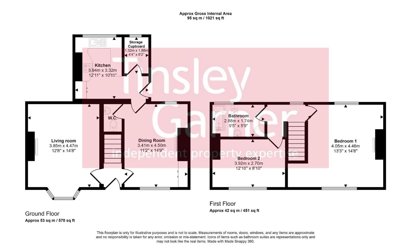 2 bedroom terraced house for sale - floorplan