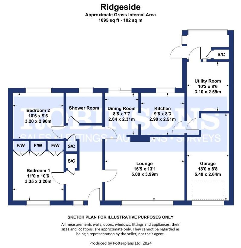 2 bedroom bungalow for sale - floorplan