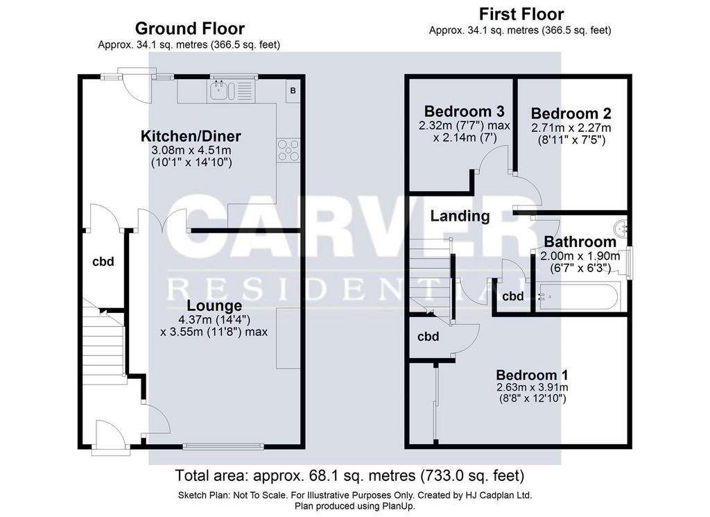 3 bedroom semi-detached house for sale - floorplan