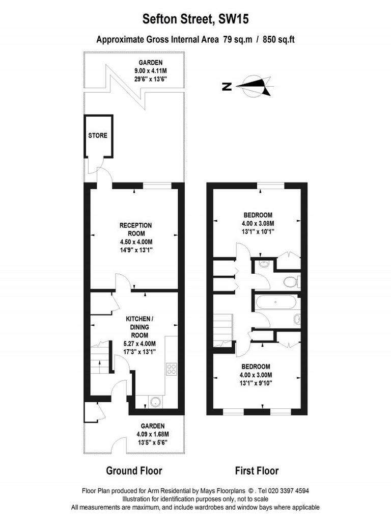 2 bedroom terraced house for sale - floorplan