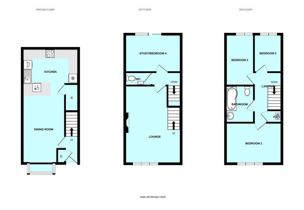 4 bedroom terraced house for sale - floorplan