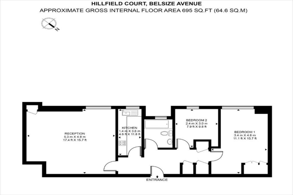 2 bedroom flat to rent - floorplan