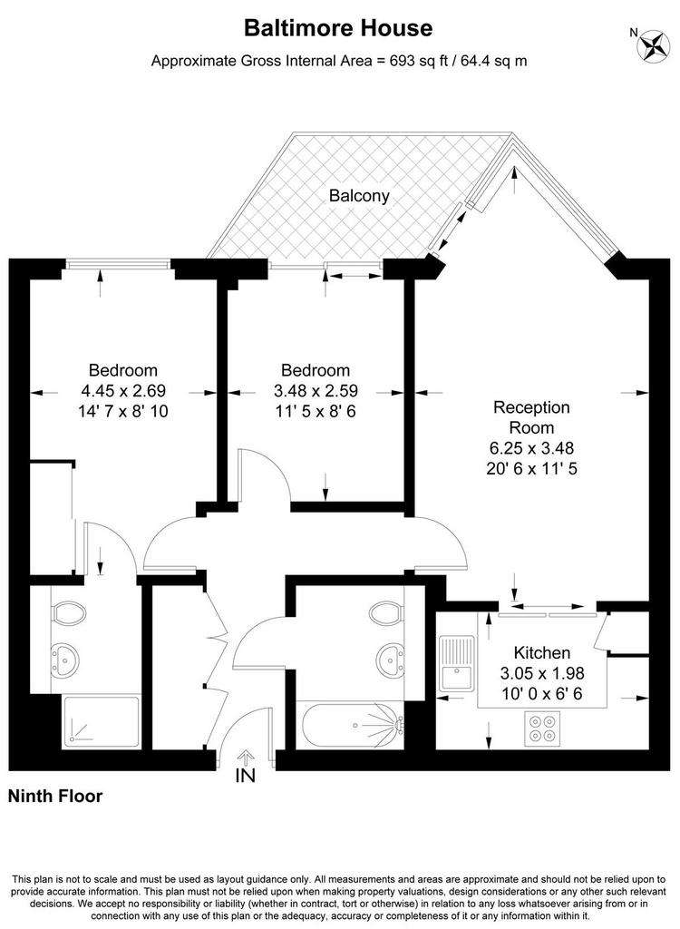 2 bedroom flat for sale - floorplan