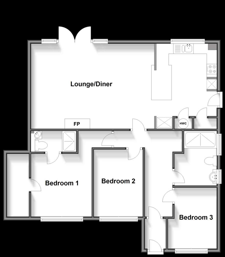 3 bedroom detached bungalow for sale - floorplan