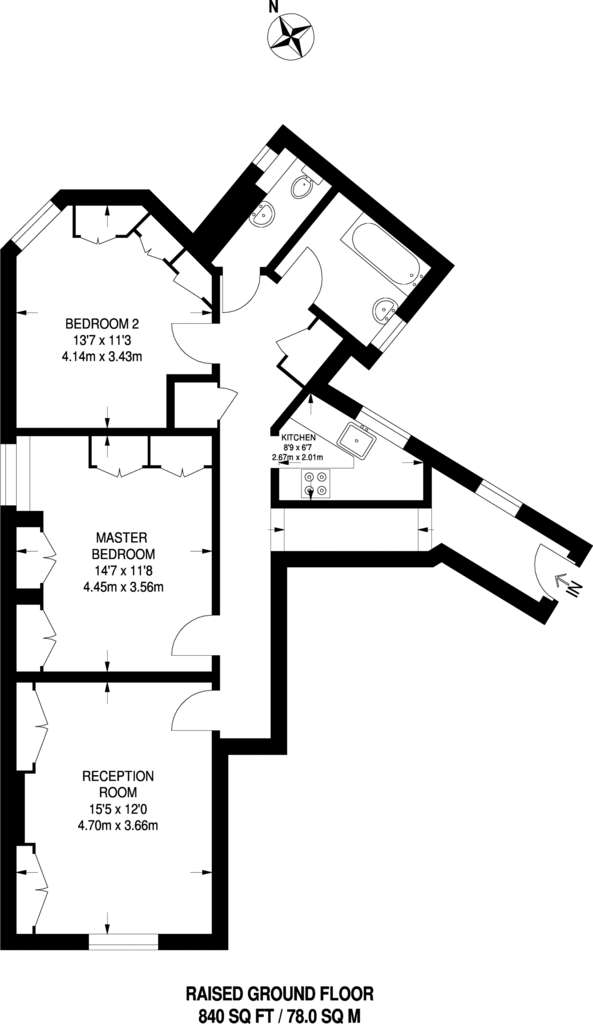 2 bedroom flat to rent - floorplan