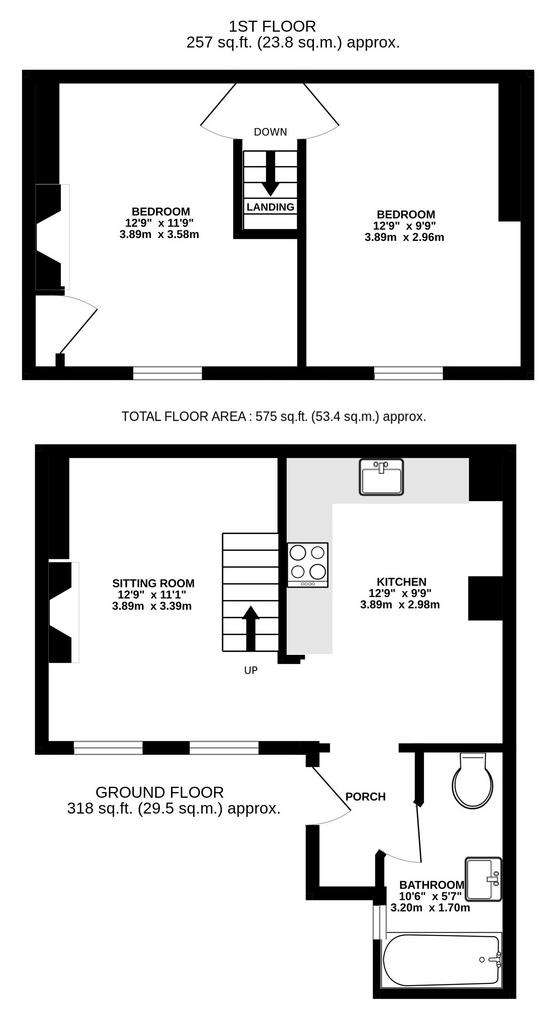 2 bedroom house for sale - floorplan