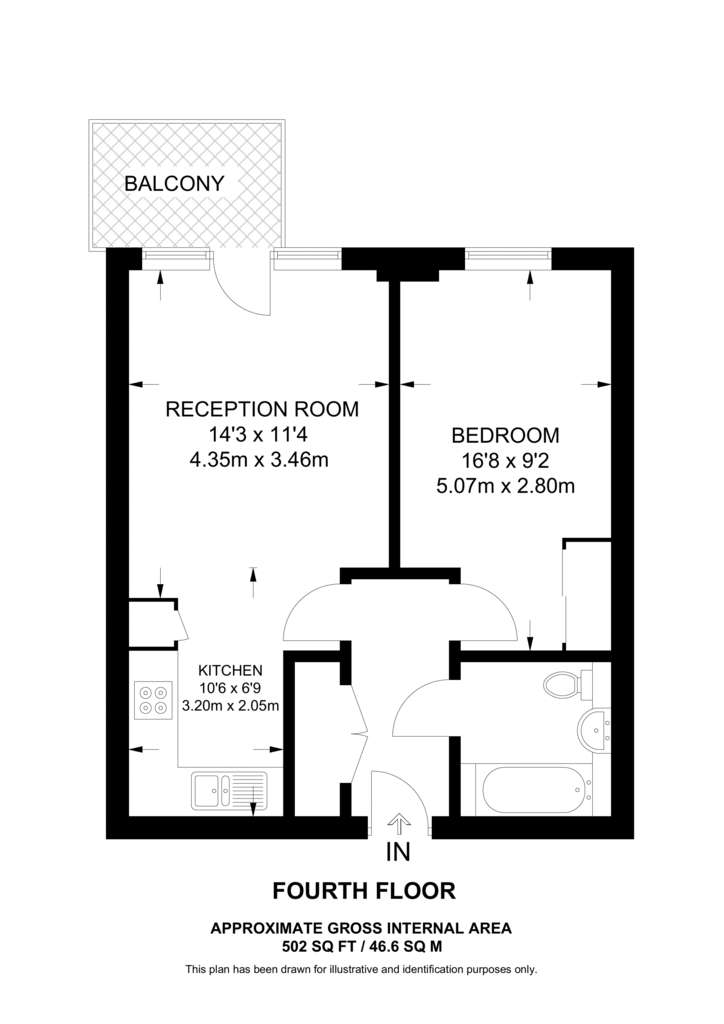 1 bedroom flat to rent - floorplan