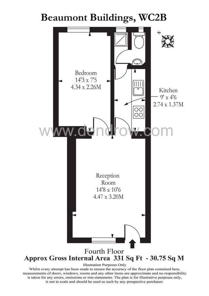 1 bedroom flat to rent - floorplan