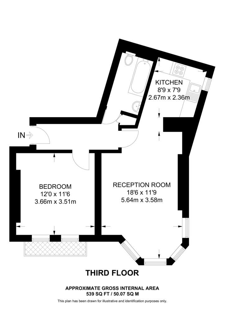 3 bedroom flat to rent - floorplan